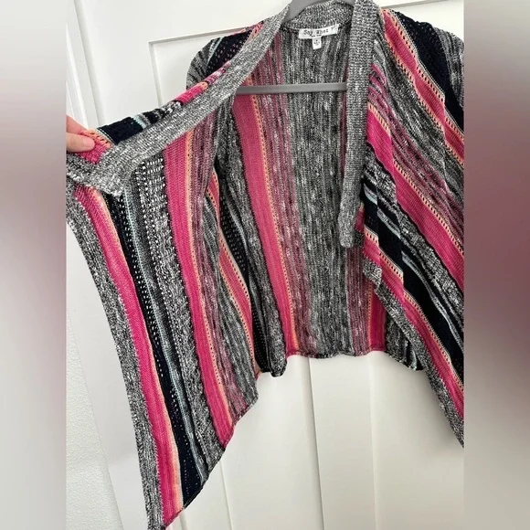 Say What? Vibrant Open Front Sweater Cardigan - Size Medium, EUC, fun vibrant - Picture 4 of 7